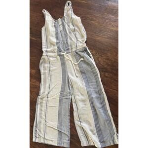 Cloth & Stone Blue White Striped Linen Romper XS EUC